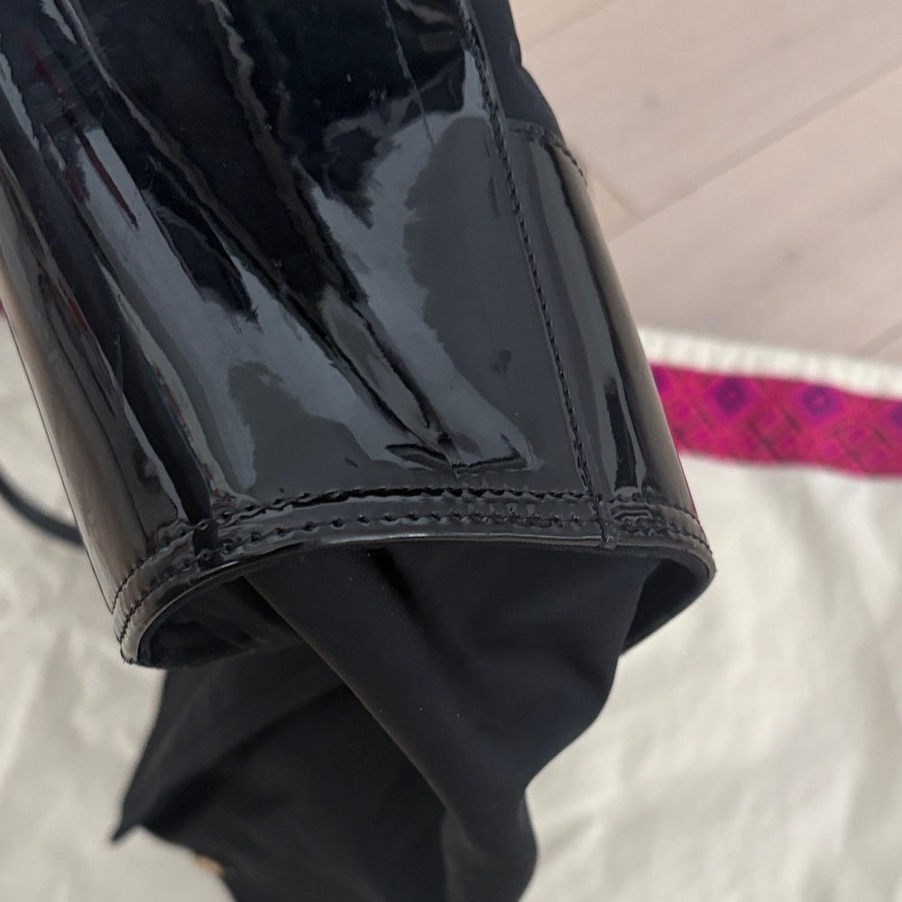 Tory Burch Black Nylon Patent Leather Tote - Picture 10 of 14